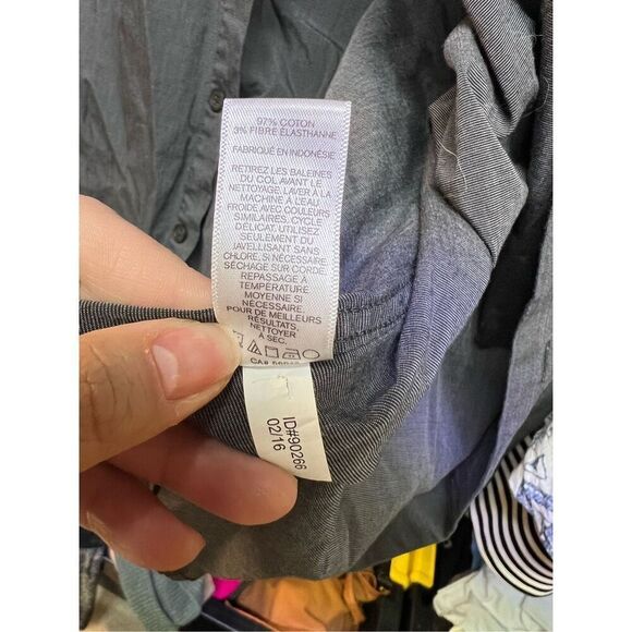 Express 1MX Mens Charcoal Gray Extra Slim Fit Long Sleeve Button Up Dress Shirt - Picture 9 of 9